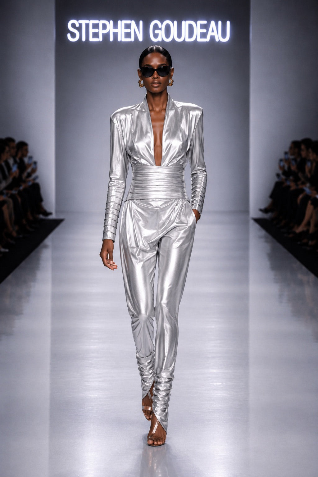 SG-012 Sculpted Jumpsuit — Burnished Silver — COMMAND Spring Summer 2027