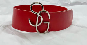 Women’s Signature Wide Leather Belt with Oversized SG buckle