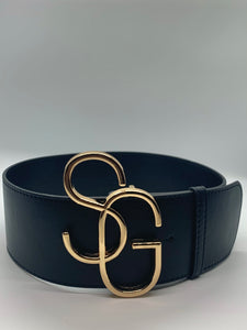 Women’s Signature Wide Leather Belt with Oversized SG buckle