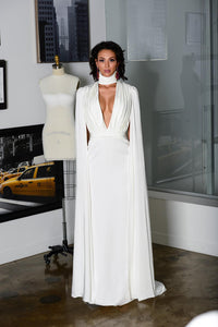 High Neck Cape Sleeve Gown