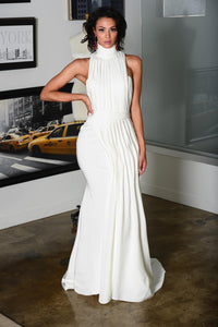 High Neck Side Pleated Gown